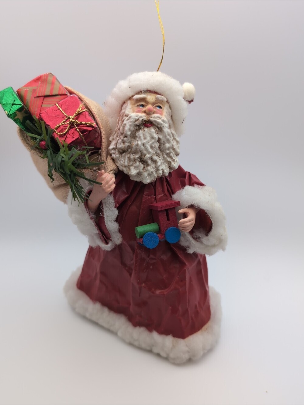 Vintage Silvestri Paper Mache St Nicholas /Santa Tree Topper Father Christmas 7”